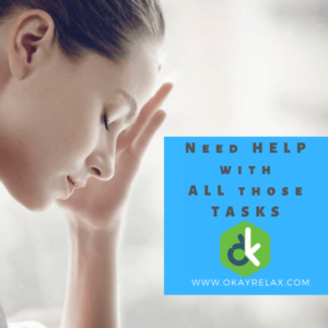 Promotional banner that reads: "Need help with all those tasks" with an image of a stressed woman.