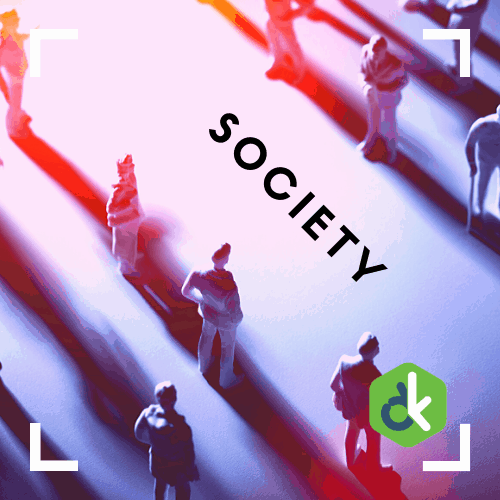 Some toy figures standing while a distant light falls on them and casts long shadows.